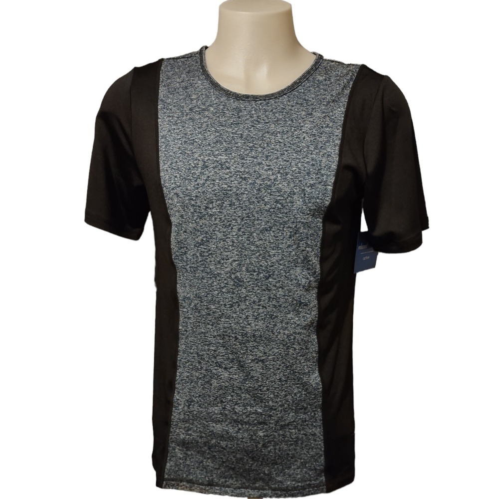 CJ Banks Active Wear Shirt 1X Women's Adult Relaxed Fit Short Sleeves Blue Black